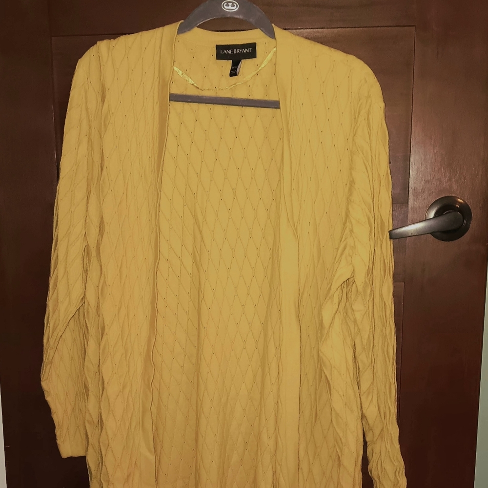 Lane Bryant Yellow Open Front Cardigan